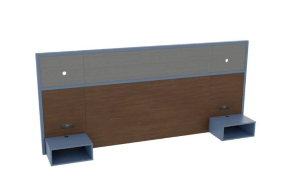 America Inn King Size Čelo postele s plávajúcim nočným stolíkom - Dvojfarebný hladký- drevený panel