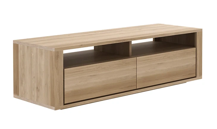 Drevený TV stojan na sviečku - s úložnou skrinkou